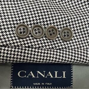 Canali Men's EU 52 / US 42 R Houndstooth Silk/Wool 3-Button Blazer Jacket